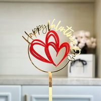 Fröhlicher Valentinstag Herzförmiger Acryl-Cake-Topper Kuchendekoration Zubehör und Partybedarf