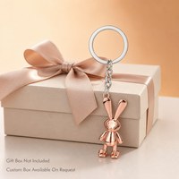 Chaîne courte à anneau fendu en métal poli miroir, motif lapin mignon, haute qualité, couleurs personnalisées, vente en gros pour porte-clés, directement de l'usine