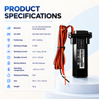Traceur filaire GT02 IP67 étanche 4G multi-bandes GPS+Beidou, alarme ACC, localisateur en temps réel pour la gestion de flotte automobile et moto