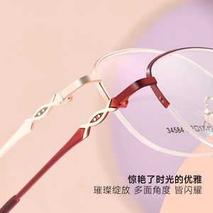 Elegantes gafas de mujer con media montura ovalada, 51-17-138, lentes acrílicas anti UV, origen Danyang - Product Image 3