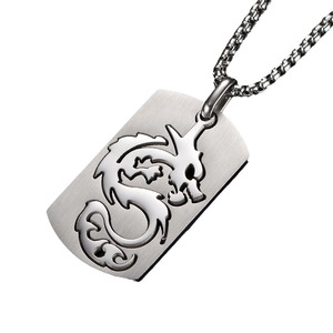 Chinese Dragon Hollow Out <b>Titanium</b> Steel Necklace Men's Dog Tag Pendant Stainless Steel Gift Jewelry - Product Image 5