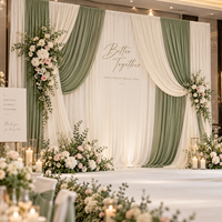Rideaux de scène en soie laiteuse vert armée pour mariage, 10x10 pieds, pour banquets, événements extérieurs, fêtes et décoration de scène - Vente en gros