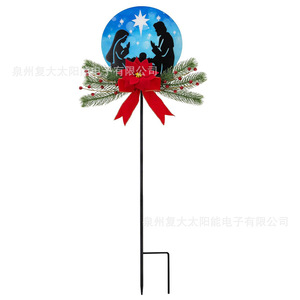 Lumière de jardin solaire de Noël, lumière LED ronde en acrylique blanche, imperméable, décorative, à piquer dans le sol - Product Image 2