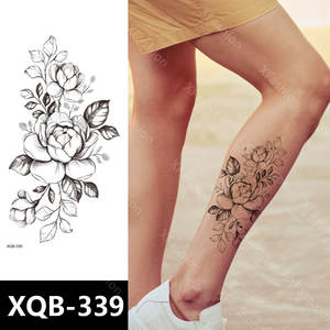 Pegatinas de Tatuajes Temporales Serie XQB, Diseño Personalizado de Chica Sexy con Flores Negras, Papel Impermeable para Aplicación en el <span class=keywords><strong>Brazo</strong></span>, Impresión Serigrafiada - Product Image 4