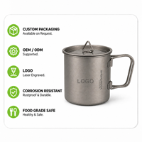Mug Lipat Titanium Ringan TA1 Cocok untuk Berkemah dan Bepergian di Luar Ruangan.