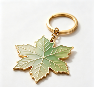 Porte-clés en métal en forme de feuille personnalisé, porte-clés en alliage émaillé, ton or, cadeau promotionnel - Product Image 3