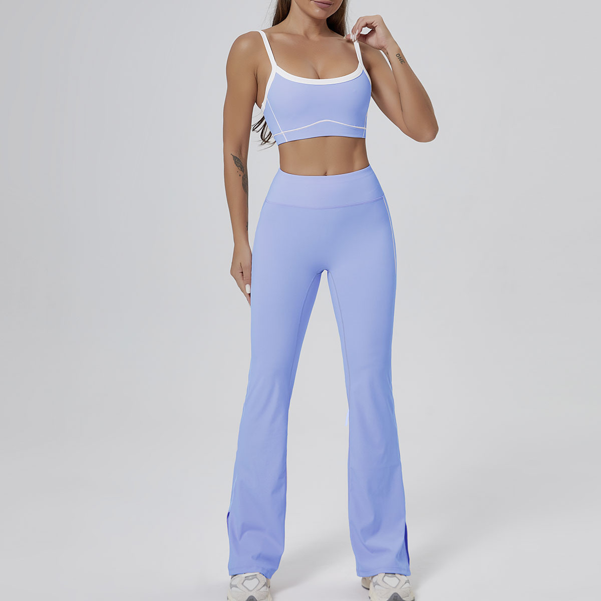 Pantalon évasé soutien-gorge bleu