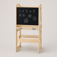 Opvouwbare houten leertoren voor peuters, drie-in-één Montessori hulptoren, keuken opstapje met veiligheidsrail
