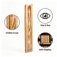 Sac à pain baguette en papier kraft biodégradable écologique avec fenêtre transparente, résistant à la graisse, recyclable, pour pain français long, pain de mie, boulangerie