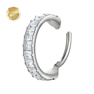 Nouveau Giometal Anneau segmenté articulé en titane ASTM F136 entièrement serti de pierres, pour <span class=keywords><strong>piercing</strong></span> hélix, cartilage, <span class=keywords><strong>tragus</strong></span>, bijoux de corps - Product Image 2