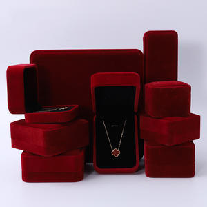 Boîtes à bijoux antiques en velours rectangle moderne personnalisées emballage de bijoux en velours de luxe forme rectangle - Product Image 2