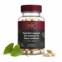 Capsules végétaliennes de Ginkgo Biloba pour la mémoire et la concentration, soutien naturel de la santé cérébrale des adultes, 60 capsules, fabricant en marque blanche, vente en gros