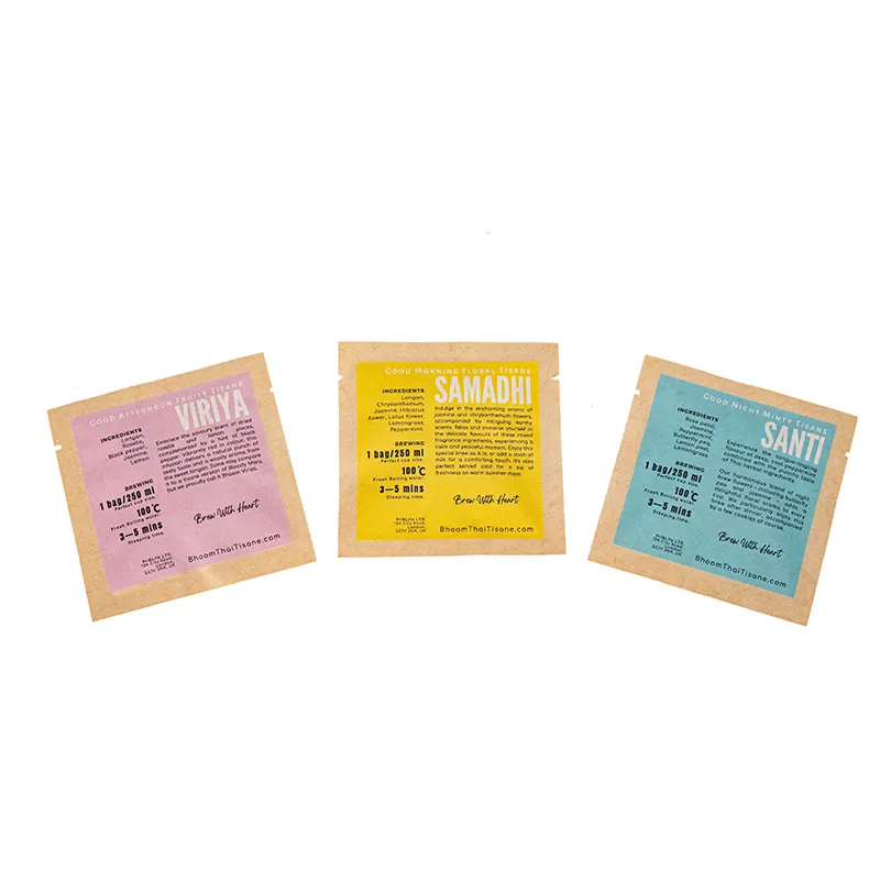 Wholesale Custom Compost Tea Bag Three-side seal kraft Paper Bags Eco Friendly Tea Bag