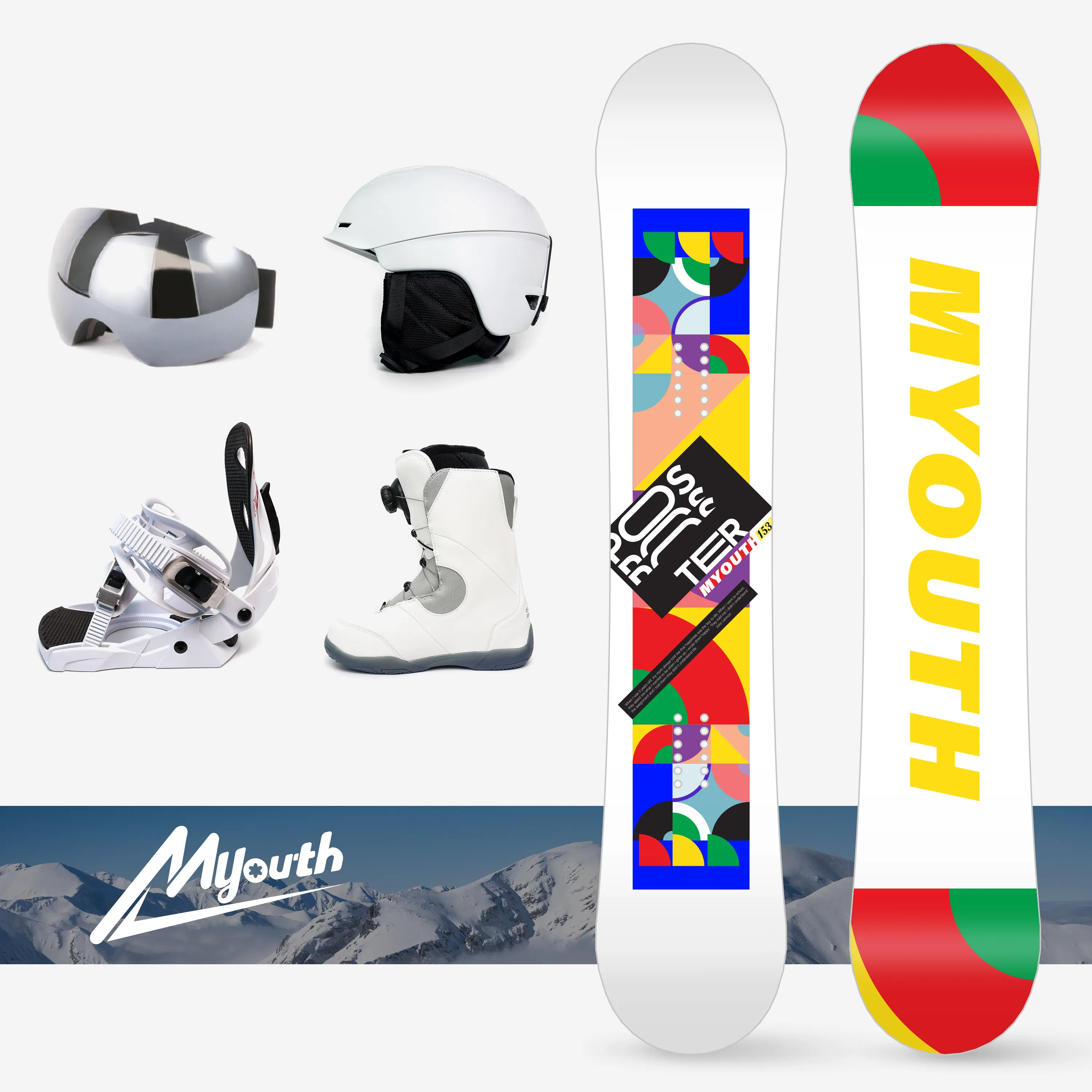 Prezzo competitivo Snowboard set all mountain Snowboard con attacchi attrezzature in fibra di carbonio