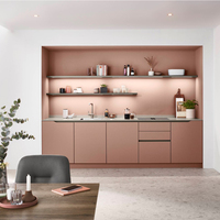 CASALANDER Ensemble de petits meubles de cuisine modernes personnalisés Armoires en bois laqué Planche en mélamine Rangement mural Comptoir en granit