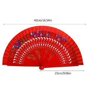 Éventail pliant vintage espagnol FAREA pour femmes, <span class=keywords><strong>peinture</strong></span> florale double face, éventail en bois bohème pour la danse, la décoration <span class=keywords><strong>de</strong></span> festival - Product Image 2