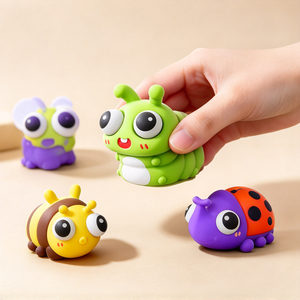 Jouet anti-stress Kawaii Pop Eye Insect Squishy Fidget : chenille, abeille, coccinelle, <span class=keywords><strong>coléoptère</strong></span> – Décoration de bureau originale - Product Image 1