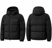 Blouson matelassé avec logo personnalisé, veste d'hiver noire à capuche pour homme, épaisse et chaude, streetwear, vêtements d'extérieur