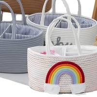 Panier de rangement rond multifonction en corde de coton écologique QS pour jouets, vêtements et articles divers