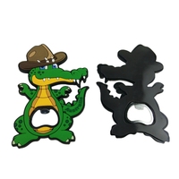 Décapsuleur magnétique souple en PVC personnalisé en gros, motif animaux de dessin animé (dinosaure, kangourou, éléphant) pour réfrigérateur