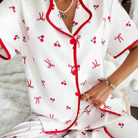 Sommer-Satin-Pyjama-Set im französischen Stil für Damen, Kurzarm-Cardigan mit Revers, einfarbig, individuell anpassbare Farbe, Shorts, weich, glänzend, vorne