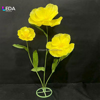 Bouquet de fleurs artificielles de coquelicots jaunes LEDA, style naturel en organza, fait main, pour décoration de mariage