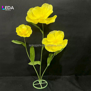 Ramo de Flores Artificiales de Amapola Amarilla LEDA, Hecho a Mano con Organza, Estilo Natural, Decoración para Bodas - Product Image 4