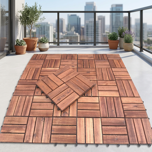 Modern Square Acacia Wood 30x30cm DIY Dual Lock Interlocking <b>Decking</b> Tile Waterproof Moisture Proof Fireproof Anti-Slip Outdoor - Product Image 5