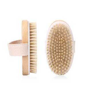 Brosse corporelle sèche en poils <span class=keywords><strong>de</strong></span> sanglier naturels, masseur anti-cellulite en bois, exfoliant <span class=keywords><strong>de</strong></span> <span class=keywords><strong>bain</strong></span> avec sangle en <span class=keywords><strong>toile</strong></span> pour l'exfoliation <span class=keywords><strong>de</strong></span> la peau - Product Image 4