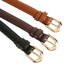 Cinturón de Cuero PU para Mujer al por Mayor – Suministro Directo de Fábrica con Hebilla Dorada y Detalle Cosido - Product Image 1