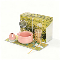 Ensemble de cérémonie du thé matcha japonais avec fouet en bambou biologique Chasen, bol à matcha personnalisé avec logo CS, 4 à 7 pièces, avec bec verseur