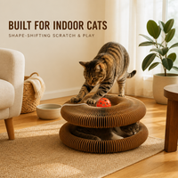 Griffoir pour chat en carton accordéon, pliable, avec jouet à bille pour chats d'intérieur, soin des griffes