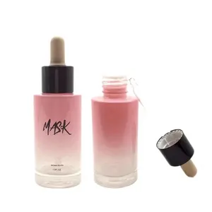 30ml botol penetes kaca merah muda 1oz penetes kaca penetes Perawatan Kulit botol tetes untuk Serum Foundation minyak esensial