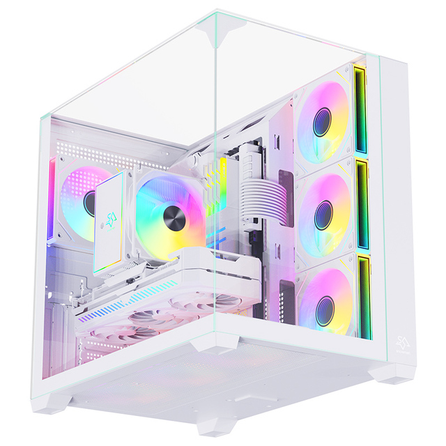 SNOWMAN 015 PRO PC Case ATX Mid Tower Gaming Case with Tempered Glass Three Sides with Type-C Panel  Desktop Computer Case