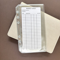 Enveloppes à monnaie transparentes en PVC imperméable format A6, portefeuille extensible à fermeture éclair, pochettes de classeur à double compartiment, rangement 6 trous