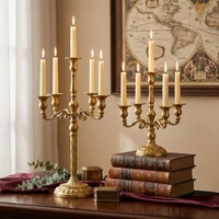 Candelabro de Lujo de Metal, Portavelas de 5 Brazos, Candelabro Alto para Centro de Mesa de Boda, Decoración Navideña para el Hogar