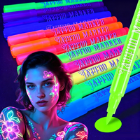 Crayon de maquillage imperméable, écologique, lumineux aux UV, 12 couleurs, DIY pour surligneur, sans transfert, séchage rapide, tête souple oblique