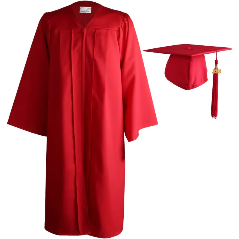 Vente en gros Matte Graduation Cap and Gown 2024 Set avec gland pour lycée et collège