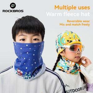 Masque facial multifonctionnel <span class=keywords><strong>ROCKBROS</strong></span> pour enfants, doublé polaire, chaud, pour l'automne/hiver, écharpe de ski, bonnet de cyclisme, capuche couvrant les oreilles - Product Image 1