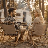 Chaise pliante portable Premium Black Kermit, chaise de camping, structure en fer imitation bois, accoudoirs en bois de hêtre, écologique, pour la plage et les voyages