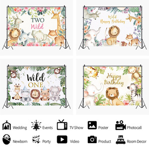 Sfondo della festa di compleanno dei <span class=keywords><strong>bambini</strong></span> della foresta del leone sfondo tema della giungla - Product Image 4