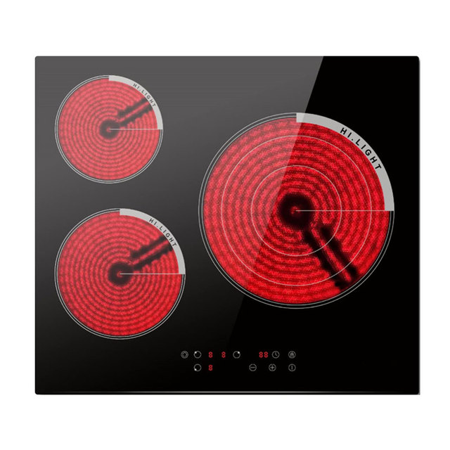CE/CB Approval Residual Heat Indicator Black Ceramic Glass Infrared Hob 3 Burners Ceramic Cooktop