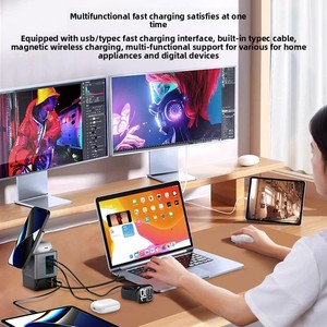 Chargeur sans fil magnétique multifonctionnel ABS double sans fil de bureau Shenzhen <span class=keywords><strong>Boze</strong></span> 105W avec câble rétractable trois-en-un - Product Image 4