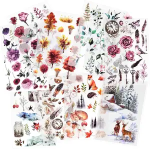 Artisanat et Meubles Floral Champignon Animaux Transfert Autocollants Vintage Ferme Maison Stickers pour Bois Papier DIY Maison Déco