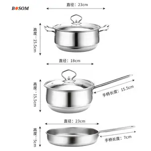 Ensemble classique de casseroles en acier inoxydable, ustensiles de cuisine complets en acier inoxydable, ustensiles de table, casseroles à soupe