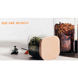 Nuovo Design Multi-specifica vaso di <span class=keywords><strong>vetro</strong></span> <span class=keywords><strong>borosilicato</strong></span> quadrato con coperchio di bambù - Product Image 3