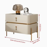 Table de chevet de luxe en bois massif blanc crème, simple, avec tiroir et pieds dorés, pour chambre à coucher