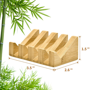Jabonera de Bambú Natural CF con Revestimiento Impermeable, Autodrenante, Elevada, Antideslizante, para Baño y Cocina, con Soporte para Jabón en Barra - Product Image 2