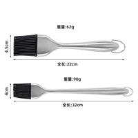Sikat minyak silikon Food Grade, dengan pegangan Stainless Steel berongga mudah digunakan untuk memanggang kue dan alat barbekyu luar ruangan gratis sampel