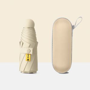 Parapluie pliant manuel classique en pongé, petit, 5 sections, anti-UV, idéal pour le voyage, vente en gros usine, promotionnel - Product Image 3
